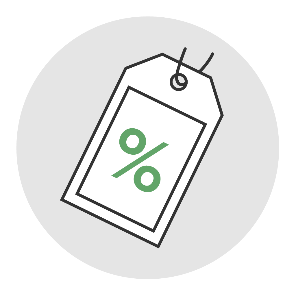 An image of a tag with a percentage size