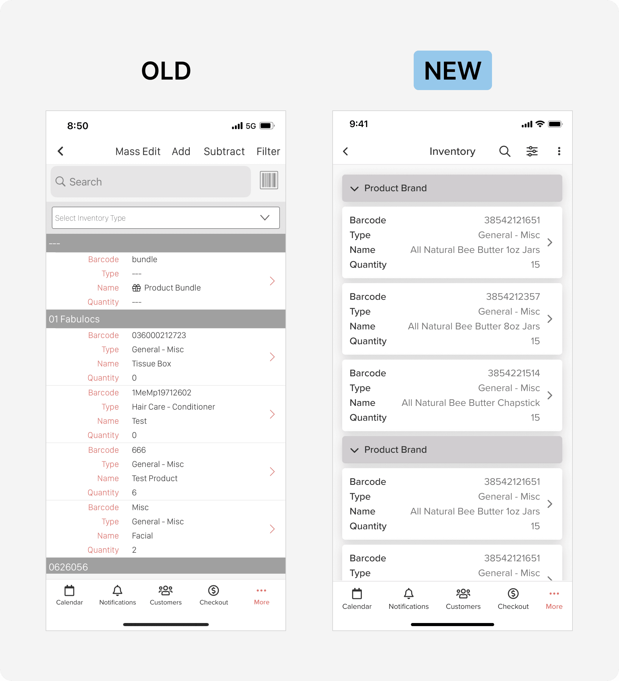 Inventory UI Changes
