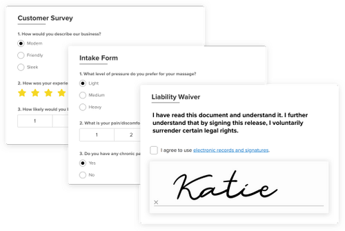 An image of customer forms within Vagaro's customer tracking software.