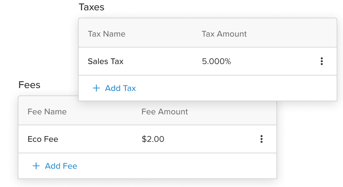 Create Tax Rates & Fees