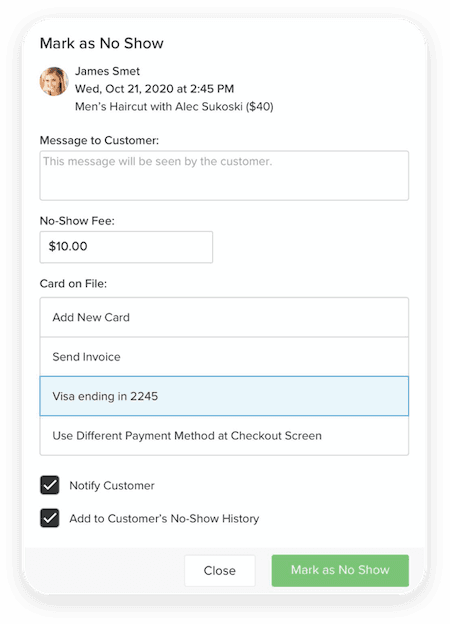 Charge Cancellation & No Show Fees