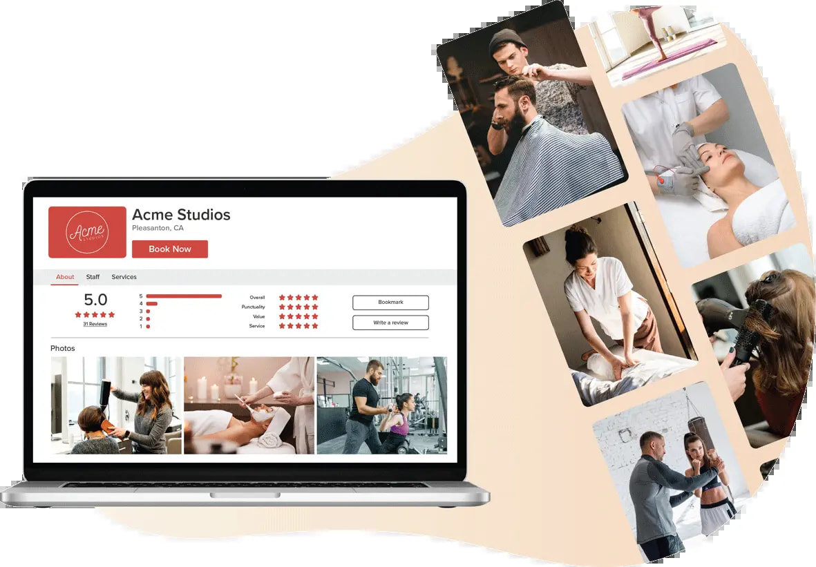 An image that shows the business photo gallery feature in Vagaro's salon, spa and fitness software.