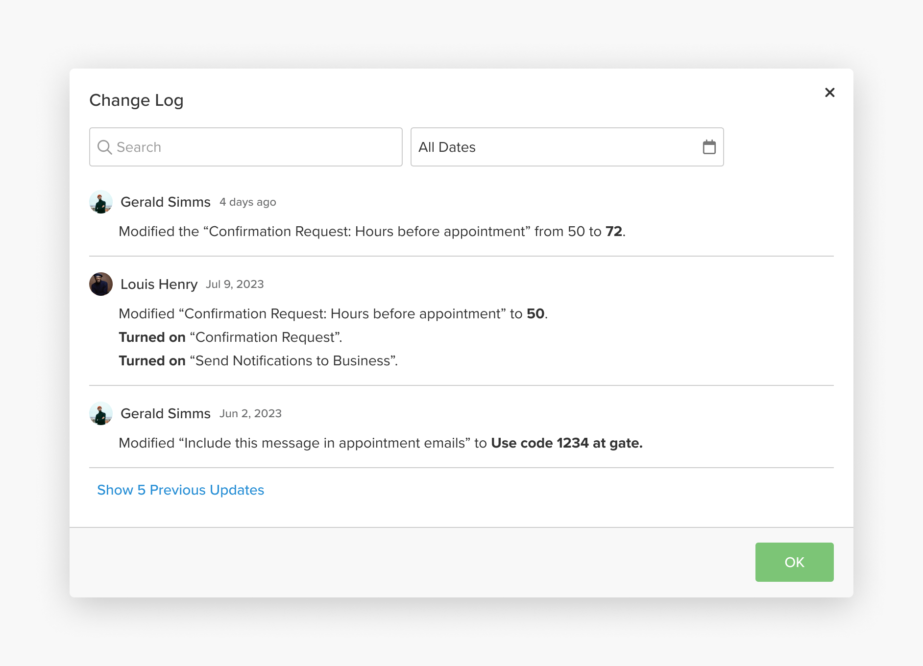 View a Change Log