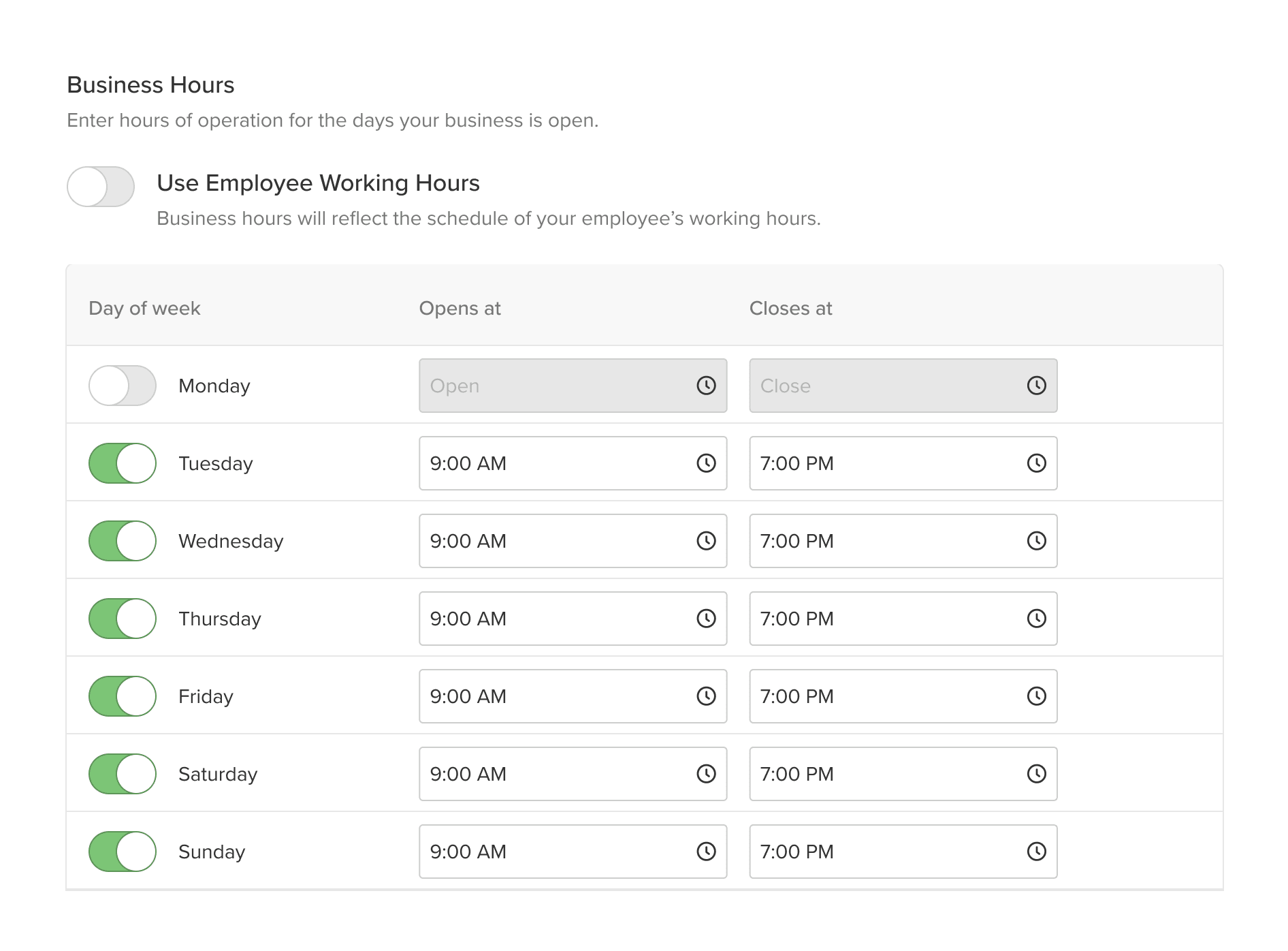 Business Hours