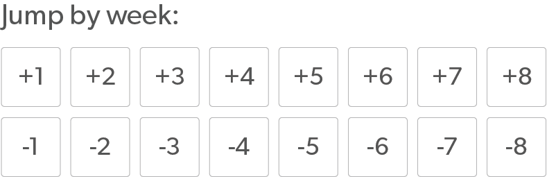 An image of quick jump buttons in Vagaro's business calendar software.