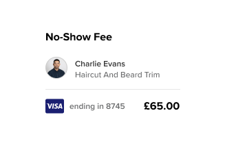 Barber app window charging no-show fee of £60
